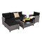 4-Piece Black PE Rattan Outdoor Patio Conversation Sofa Set with Tempered Glass Coffee Table